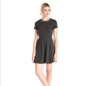 Eliza J Beaded Neckline Fit and Flare Dress